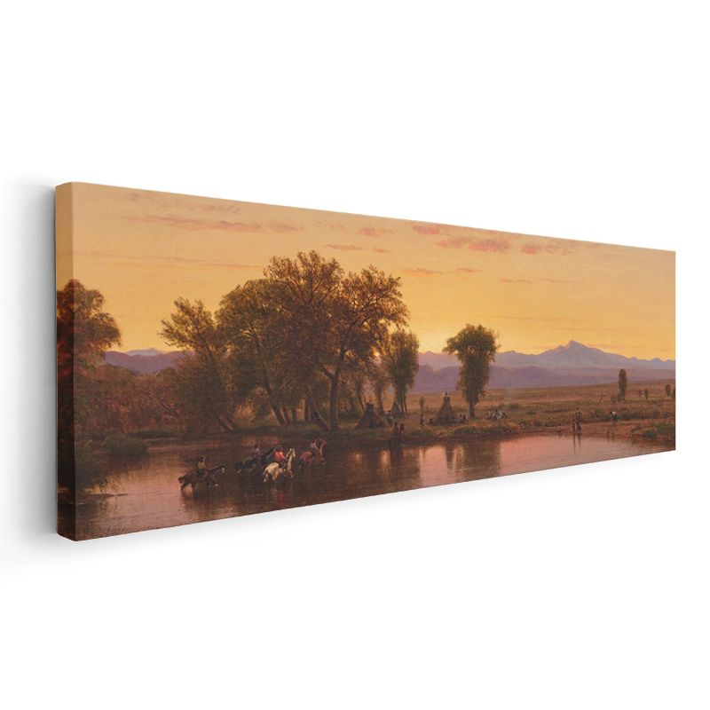 Albert Bierstadt - Gün Batımında Göl Manzarası Kanvas Tablo