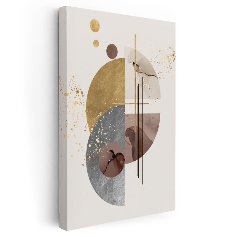 Kozmik Denge - Altın Vurgulu Geometrik Daireler Kompozisyonu Kanvas Tablo