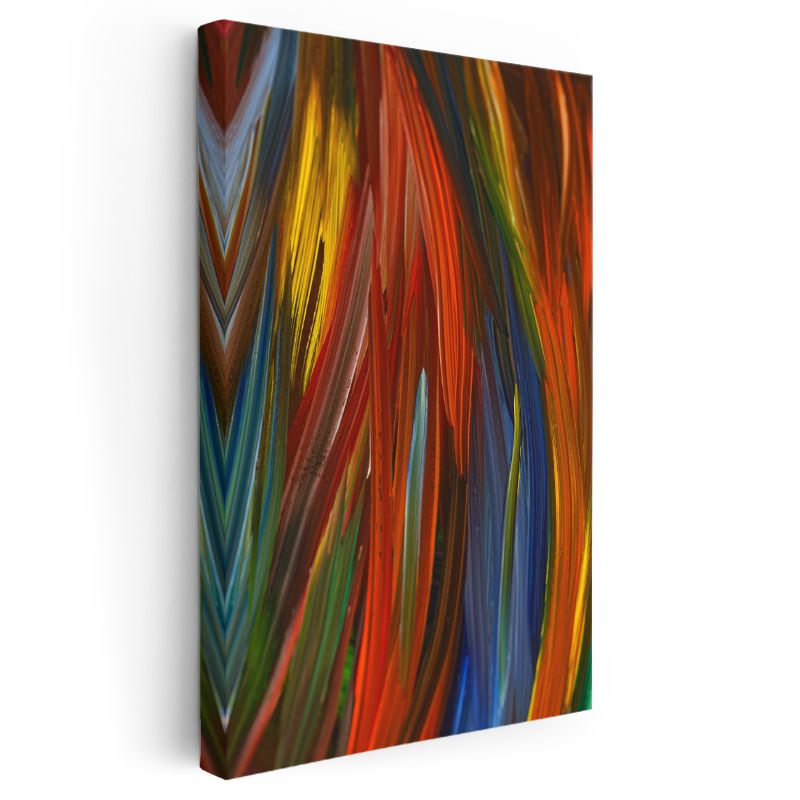 Renk Şelalesi - Canlı Tonlarda Dikey Fırça Darbeleri Kanvas Tablo
