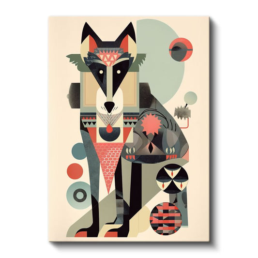 Geometrik Kurt - Modern Vektörel Hayvan Figürü Kanvas Tablo