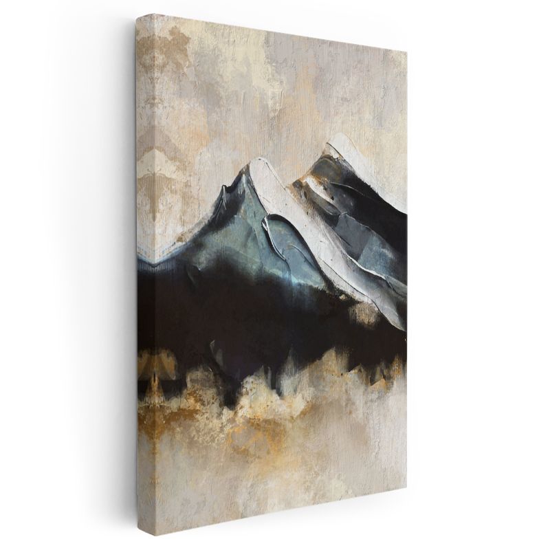 Dağların Soyut Yorumu - Karanlık ve Işık Kontrastı Kanvas Tablo