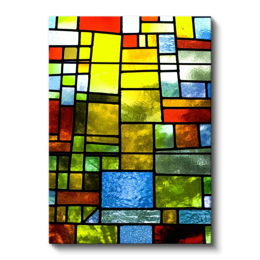 Geometrik Mozaik - Canlı Renkli Vitray Desenli Soyut Kanvas Tablo