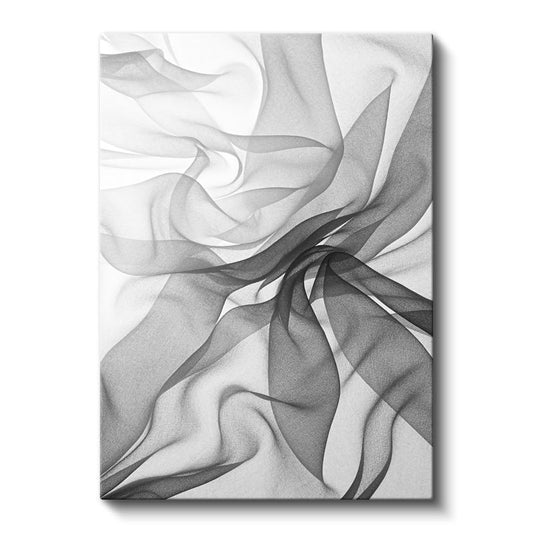 Duman Dansı - Monokrom Akışkan Formlar Soyut Kanvas Tablo