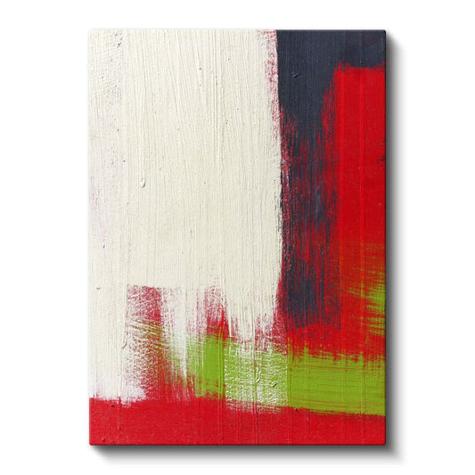 Minimal Kontrast - Kırmızı Beyaz Yeşil Soyut Kompozisyon Kanvas Tablo