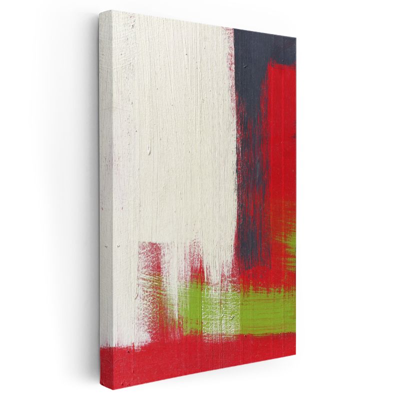 Minimal Kontrast - Kırmızı Beyaz Yeşil Soyut Kompozisyon Kanvas Tablo