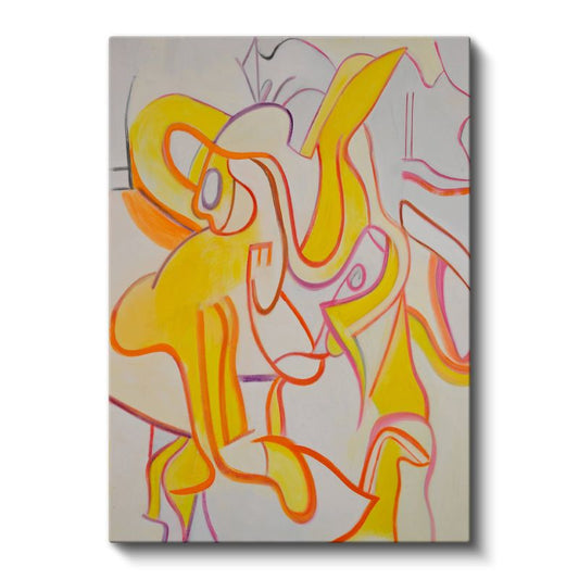 Sarı Ritim - Dinamik Çizgiler ve Formlar Soyut Kanvas Tablo