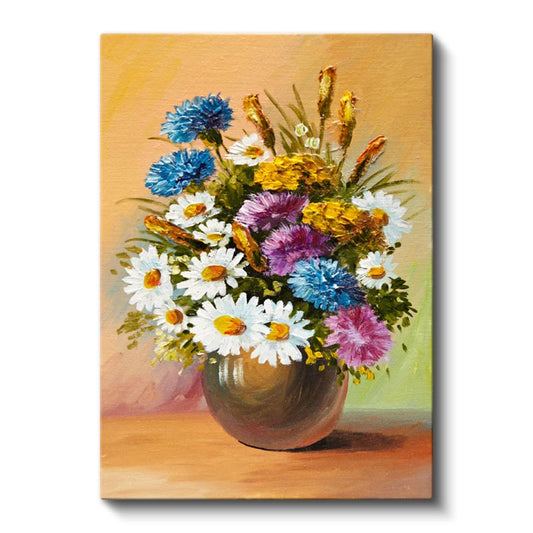 Çiçek Senfonisi - Renkli Papatya ve Yabani Çiçekler Kanvas Tablo