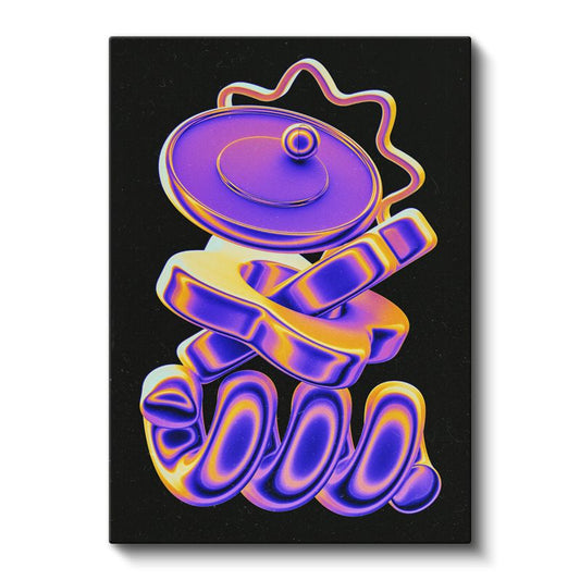 Neon Heykel - Soyut 3D Kompozisyon Kanvas Tablo