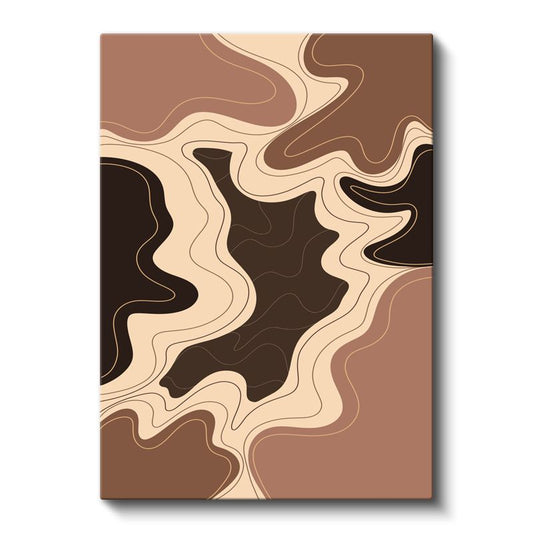Kahve Dalgaları - Organik Çizgi Kompozisyonu Kanvas Tablo