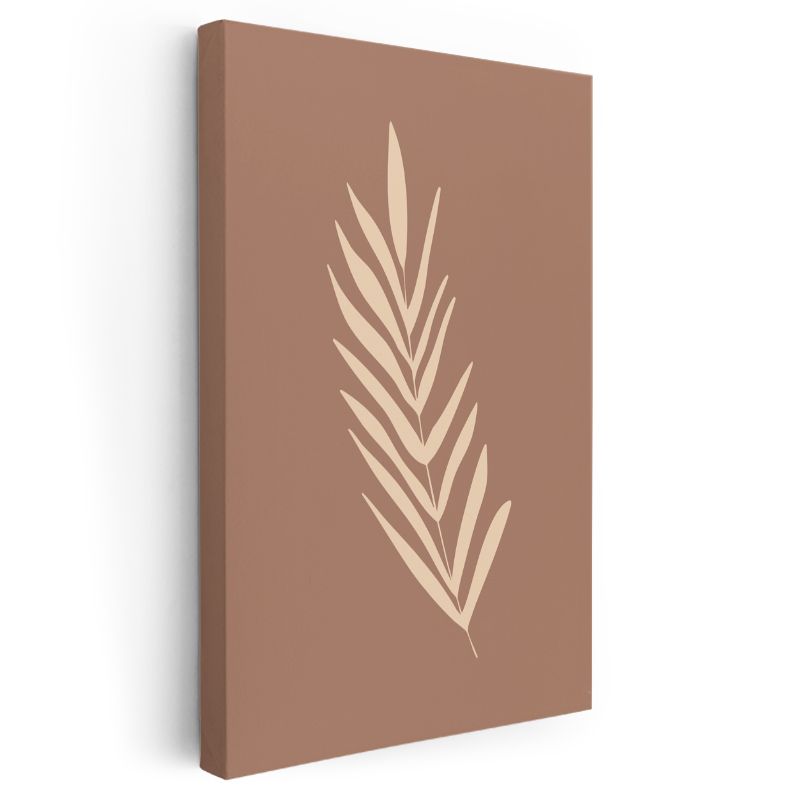 Botanik Siluet - Minimalist Yaprak Deseni Kanvas Tablo