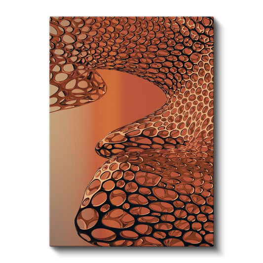 Organik Hücreler - Bakır Tonlarında Akışkan Doku Kanvas Tablo