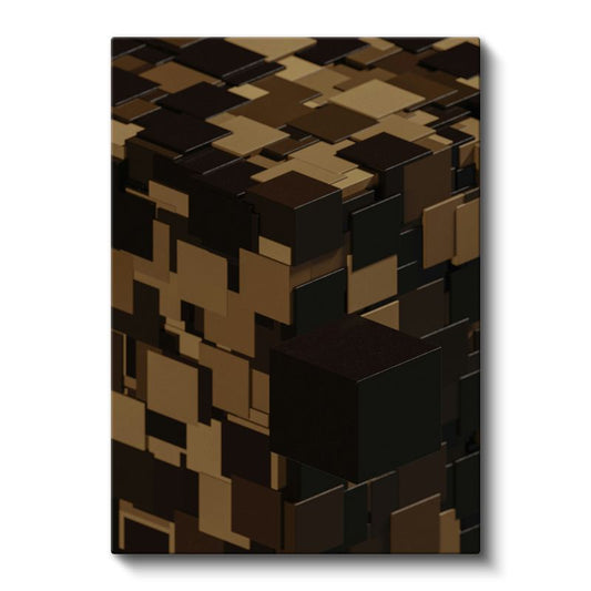 Küp Bileşimi - Kahverengi Tonlarda Geometrik Vektörel Tasarım Kanvas Tablo