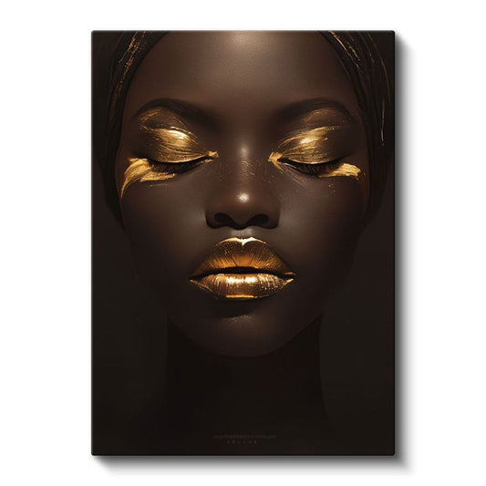 Altın Dokunuş - Lüks Minimalist Portre Kanvas Tablo