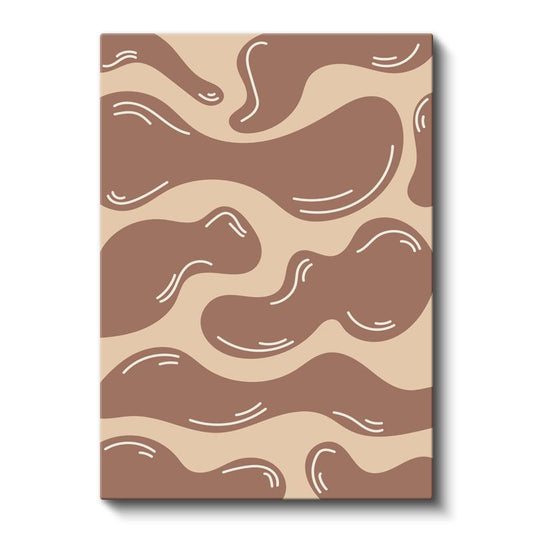 Organik Formlar - Kahverengi Tonlarında Minimalist Dalgalar Kanvas Tablo