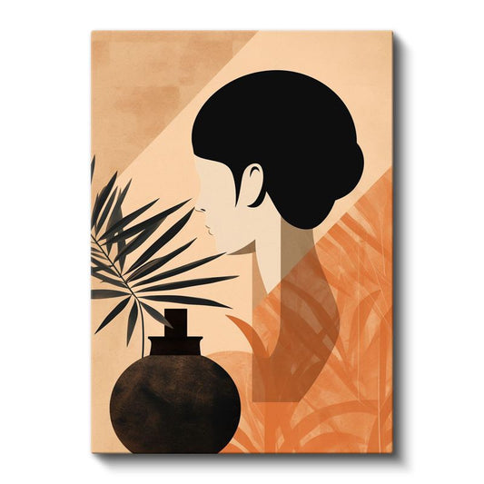 Modern Silüet - Minimalist Portre ve Vazo Kanvas Tablo