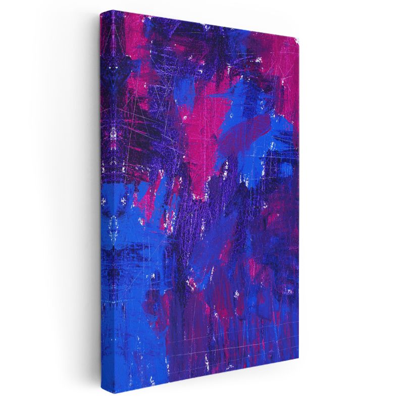 Duygu Patlaması - Mavi Pembe Soyut Fırça Darbeleri Kanvas Tablo