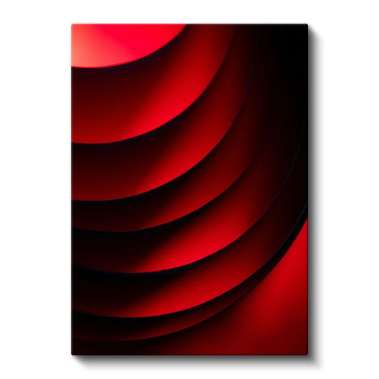 Kırmızı Dalgalar - Katmanlı Minimalist Çizgiler Kanvas Tablo