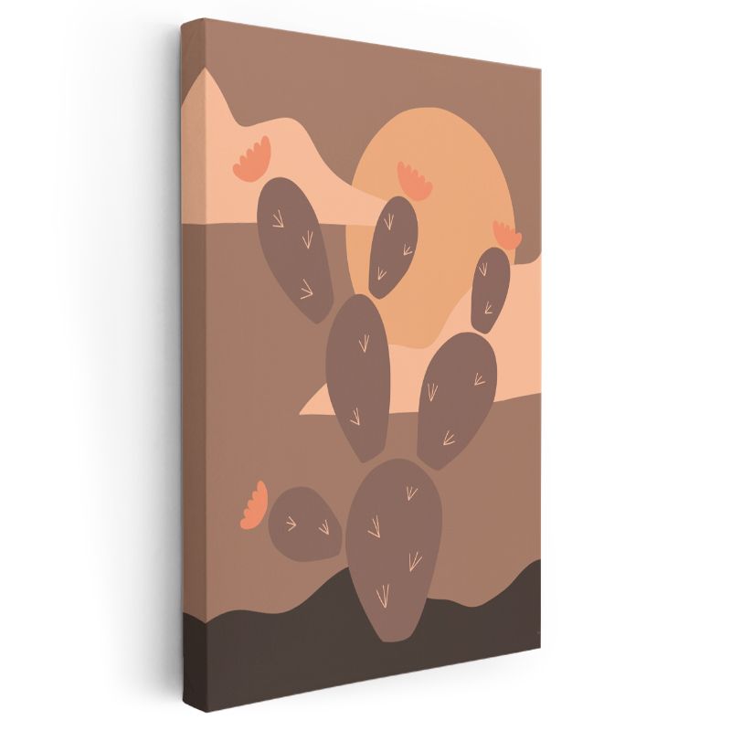 Çöl Kaktüsü - Toprak Tonlarında Minimalist Doğa Kanvas Tablo