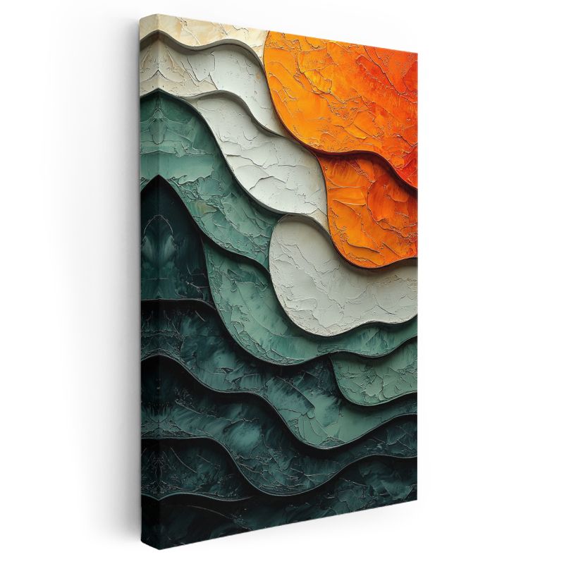 Katmanlı Dalgalar - Tekstürlü Okyanus Soyutlaması Kanvas Tablo
