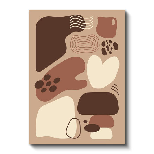 Organik Formlar - Kahverengi Tonlarda Minimalist Kompozisyon Kanvas Tablo