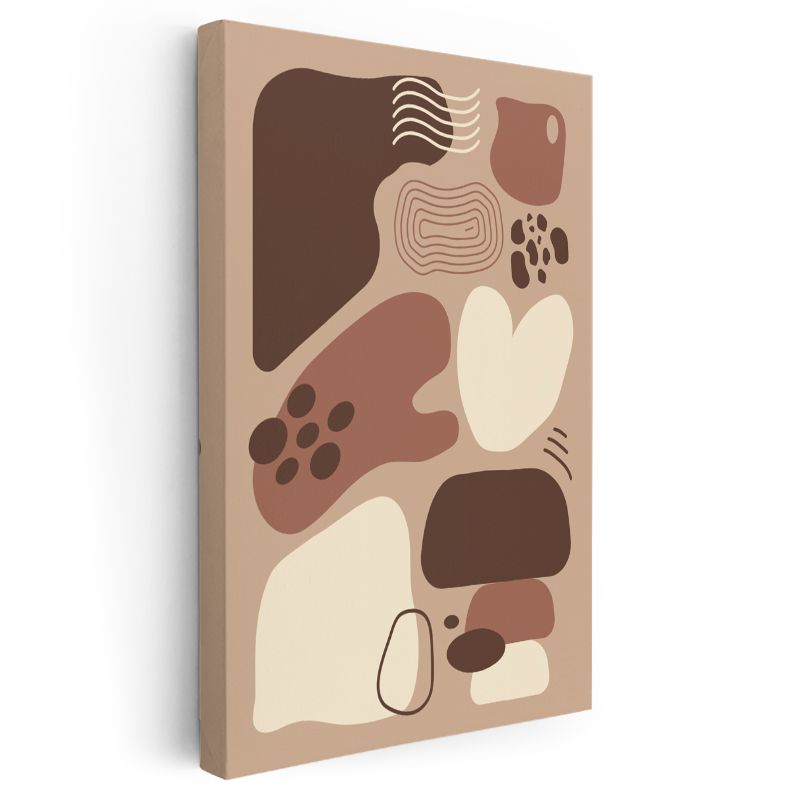 Organik Formlar - Kahverengi Tonlarda Minimalist Kompozisyon Kanvas Tablo