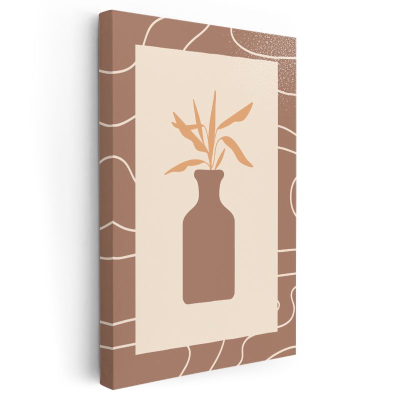 Minimalist Vazo - Geometrik Çizgilerle Botanik Kanvas Tablo