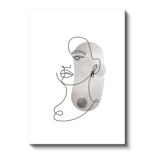 Tek Çizgi Portre - Minimalist Yüz Silueti Kanvas Tablo
