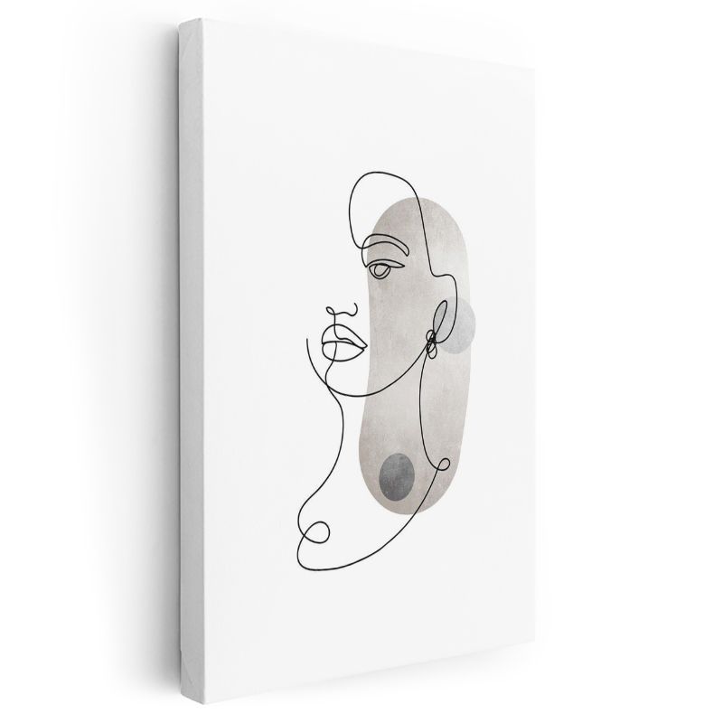 Tek Çizgi Portre - Minimalist Yüz Silueti Kanvas Tablo