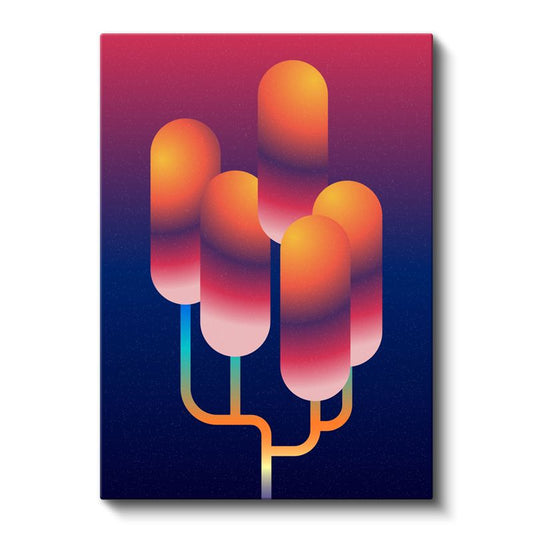 Gün Batımı Formlar - Gradyan Renkli Soyut Kompozisyon Kanvas Tablo