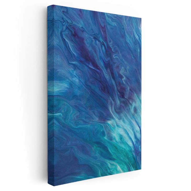 Okyanus Dalgaları - Mavi Tonlarında Akışkan Soyut Kanvas Tablo