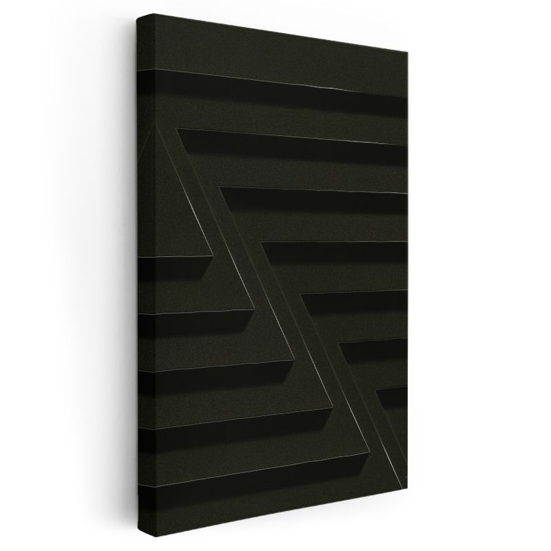 Karanlık Geometri - Minimalist Çizgiler ve Üçgenler Kanvas Tablo