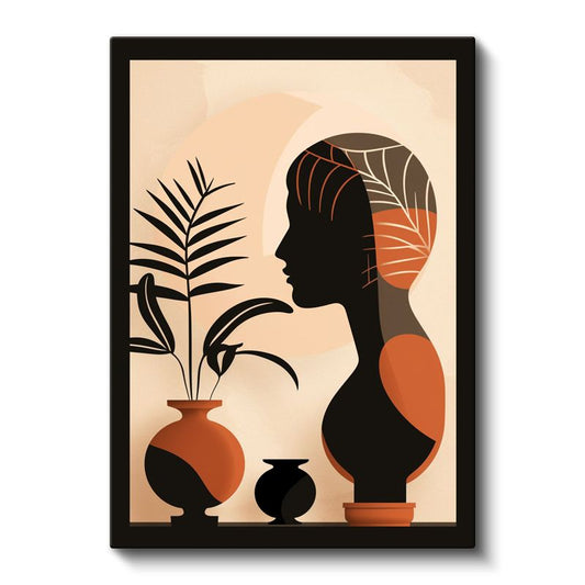 Botanik Siluet - Modern Vektörel Figür ve Bitkiler Kanvas Tablo