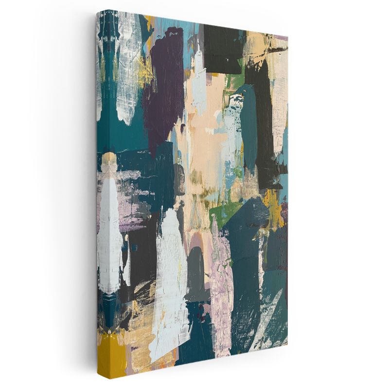 Renkli Ekspresyon - Soyut Fırça Darbeleri Kompozisyonu Kanvas Tablo