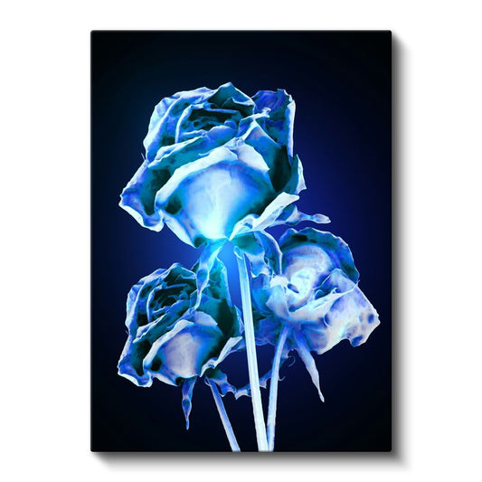 Neon Güller - Elektrik Mavisi Çiçek Kompozisyonu Kanvas Tablo