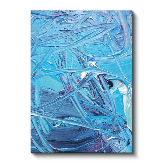Mavi Fırça Darbeleri - Dinamik Soyut Ekspresyonizm Kanvas Tablo