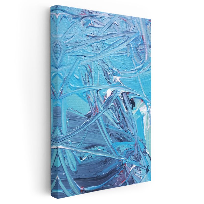 Mavi Fırça Darbeleri - Dinamik Soyut Ekspresyonizm Kanvas Tablo