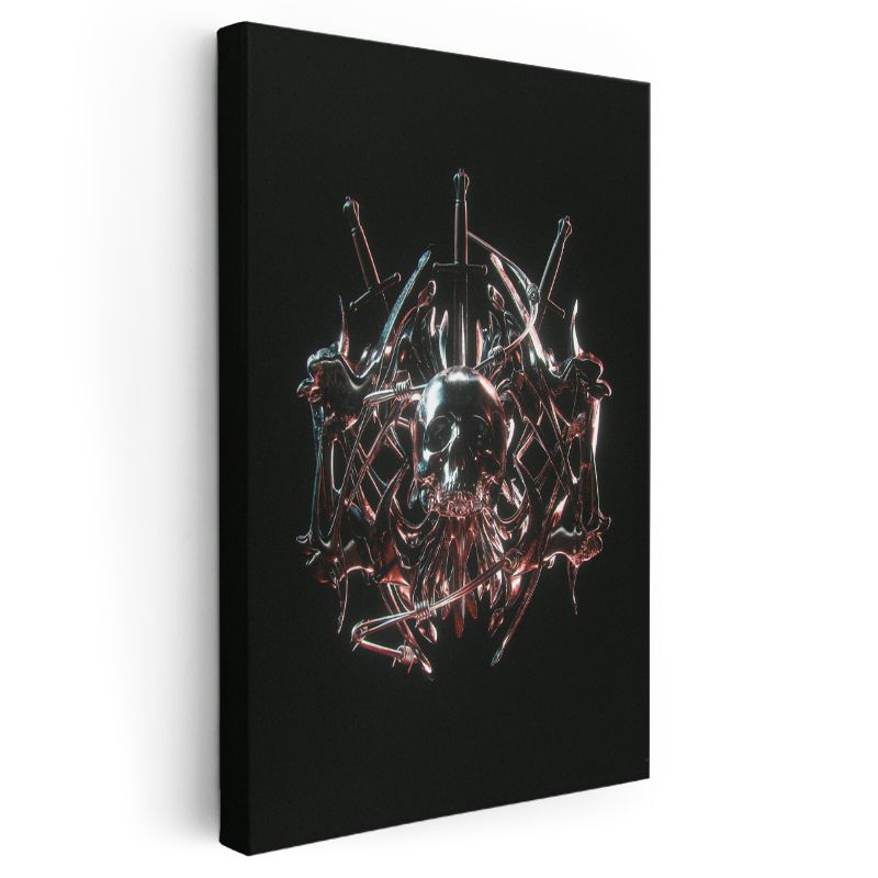 Metal Amblem - Gotik Sembol ve Kılıçlar Kanvas Tablo
