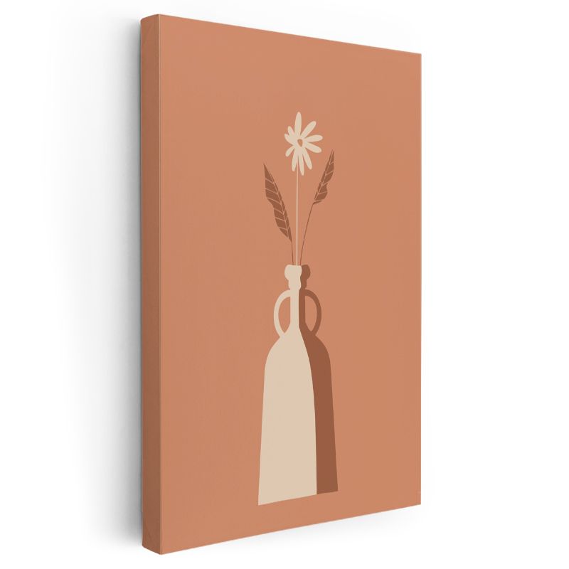 Minimalist Vazo - Terrakota Tonlarında Geometrik Kompozisyon Kanvas Tablo