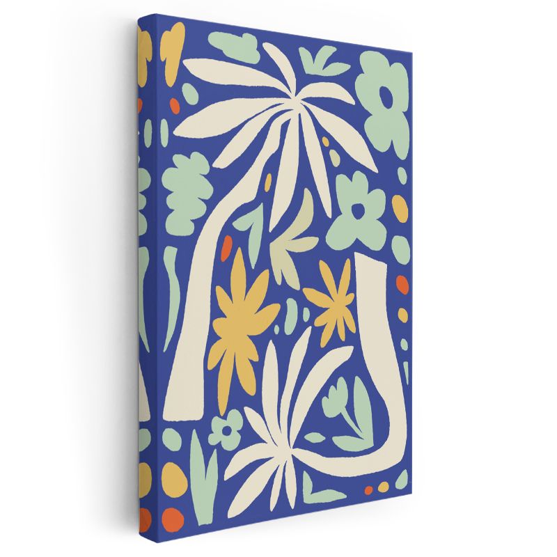 Matisse Esintili Desenler - Mavi Zeminde Organik Formlar Kanvas Tablo