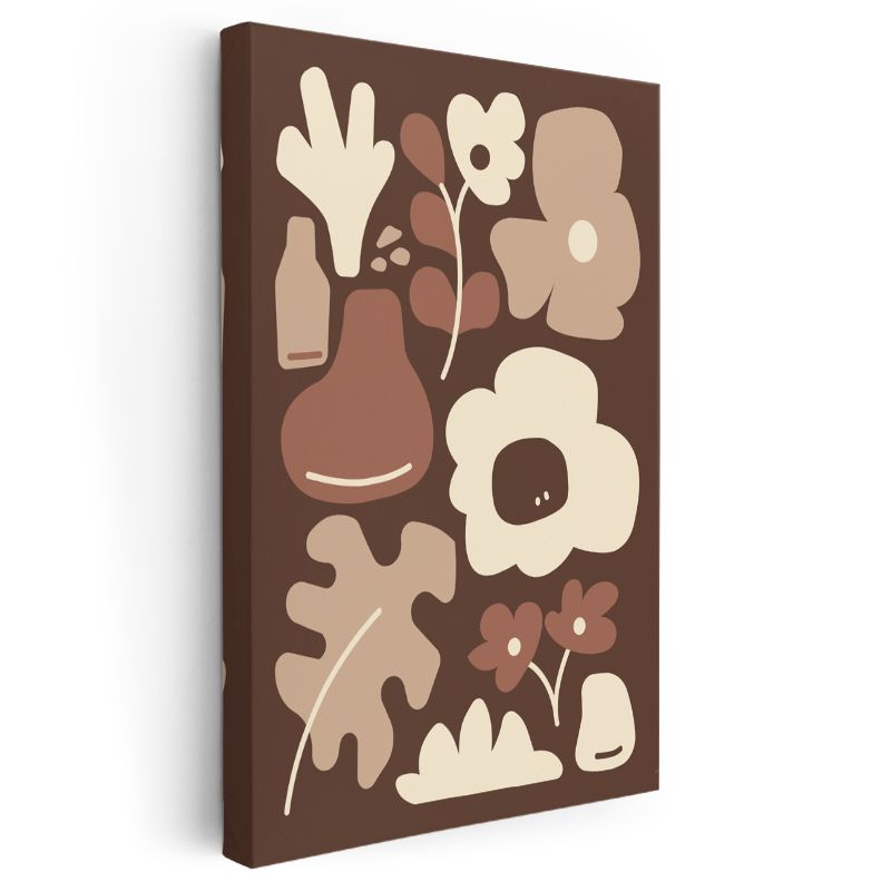 Organik Formlar - Toprak Tonları Minimalist Kompozisyon Kanvas Tablo