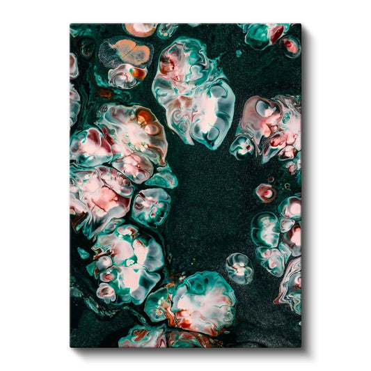 Sıvı Kristaller - Zümrüt Pembe Organik Formlar Kanvas Tablo