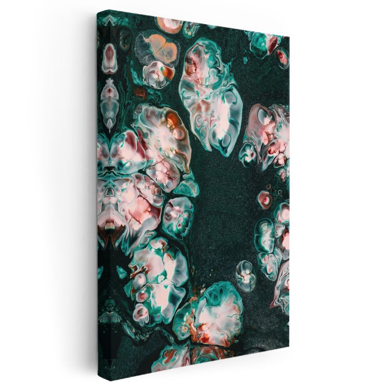 Sıvı Kristaller - Zümrüt Pembe Organik Formlar Kanvas Tablo