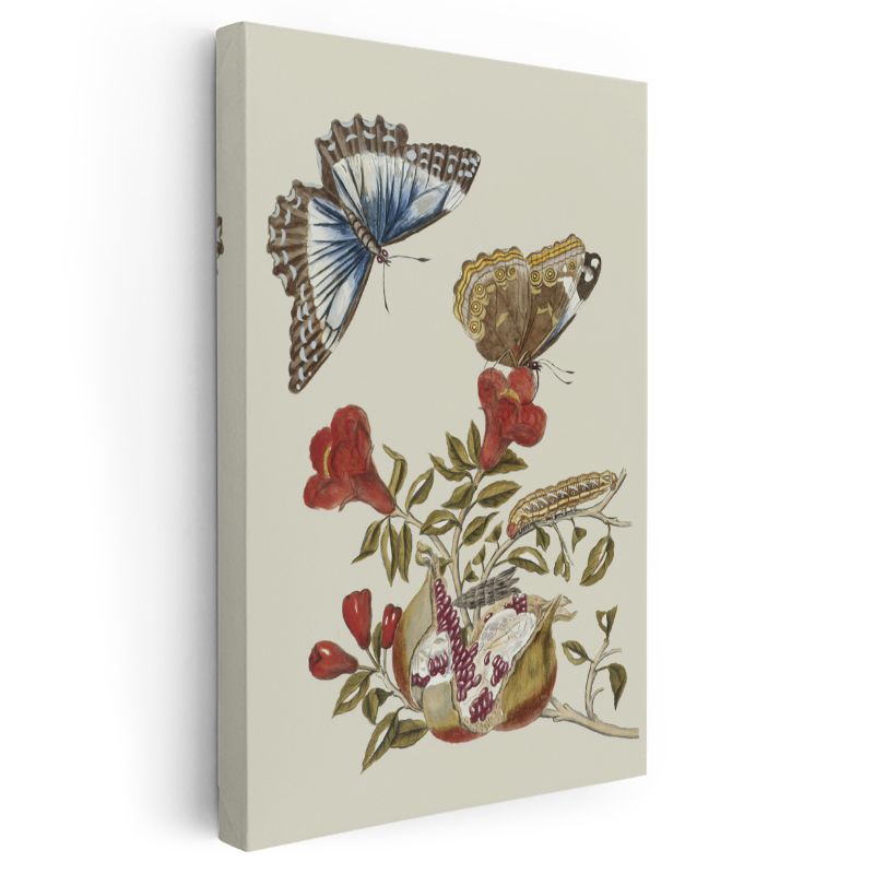 Botanik Harmoni - Zarif Kelebekler ve Çiçekler Kanvas Tablo
