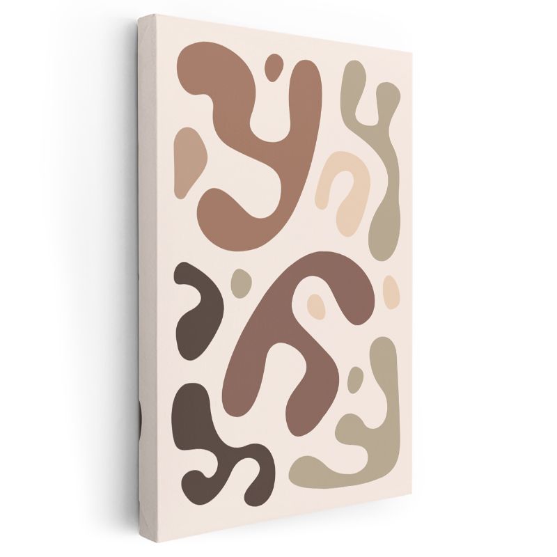 Yumuşak Dalgalar - Nötr Tonlarda Organik Formlar Kanvas Tablo