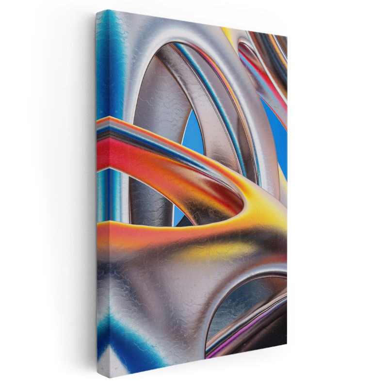 Metalik Dalgalar - Parlak Renkli Soyut Geometri Kanvas Tablo
