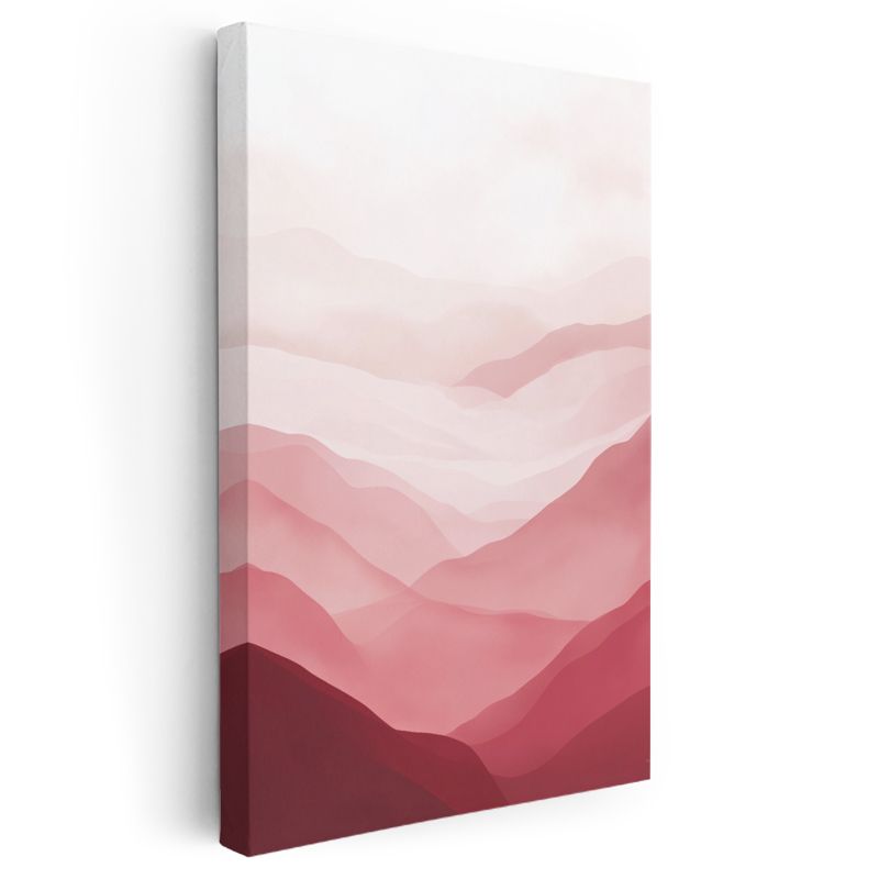 Pembe Katmanlar - Yumuşak Geçişli Dağ Siluetleri Kanvas Tablo