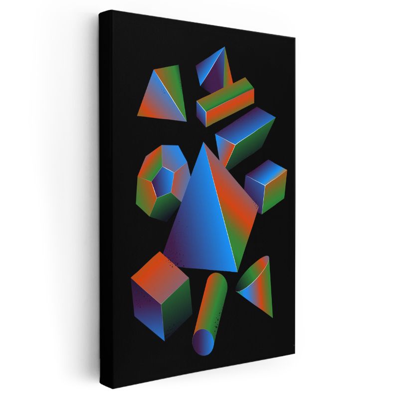 Geometrik Evren - Renkli 3D Şekiller Kompozisyonu Kanvas Tablo