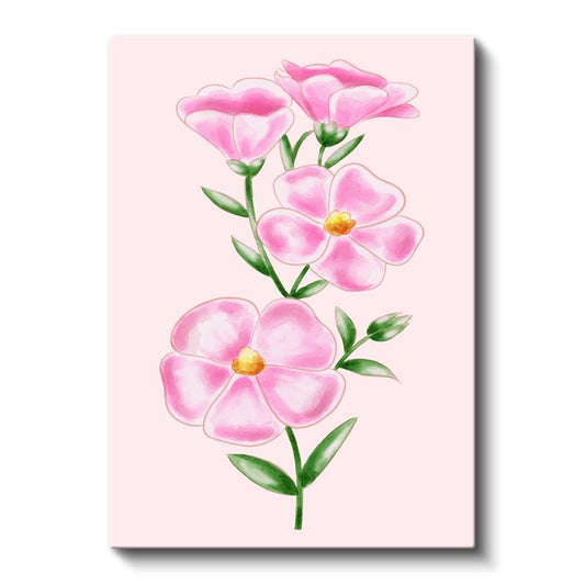 Zarif Çiçekler - Minimalist Pembe Flora Kanvas Tablo