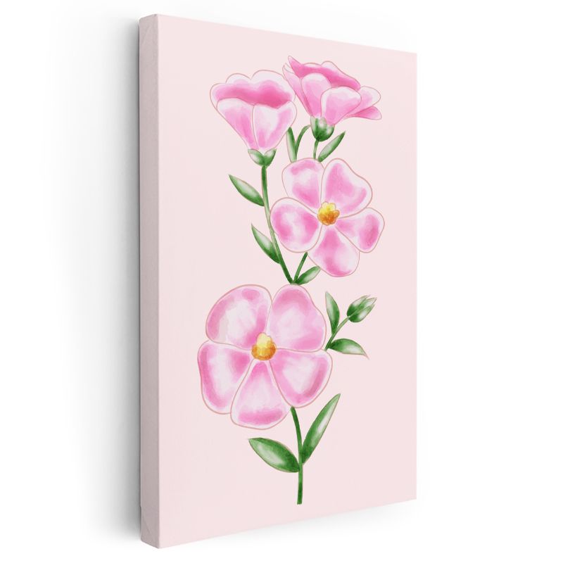 Zarif Çiçekler - Minimalist Pembe Flora Kanvas Tablo