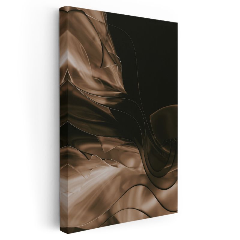 Kahverengi Akış - Dinamik Dalgalı Formlar Kanvas Tablo